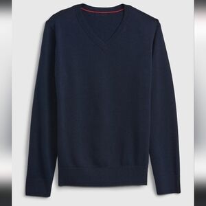 Boys Dark Green V-Neck Sweater